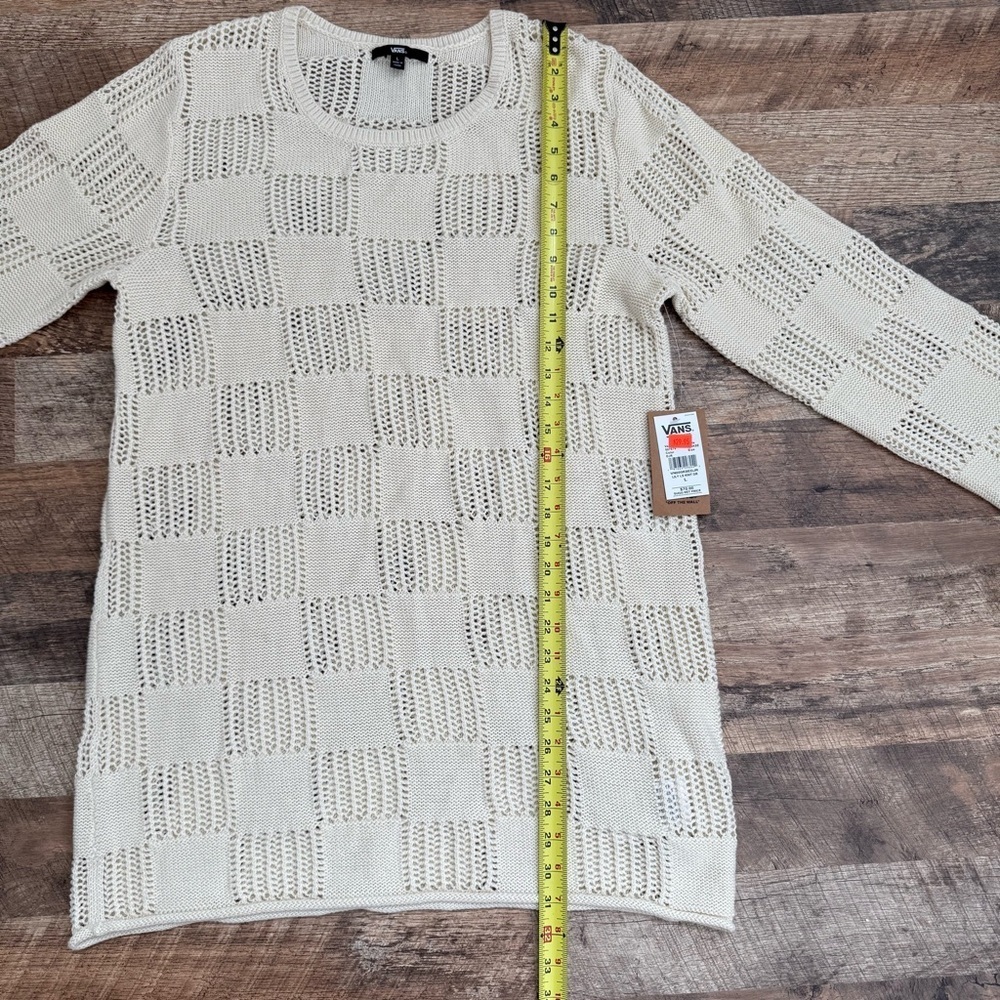 Vans Cream Knit Lily Sweater Check Sweater Dress Large NWT - Picture 5 of 7